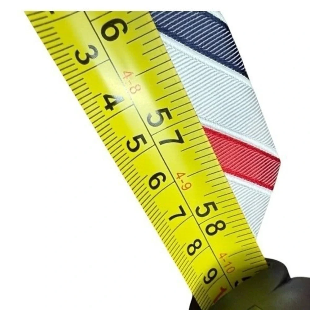 Don Loper Beverly Hills Mens Red White Navy Blue Striped 100%‎ Silk Necktie USA!